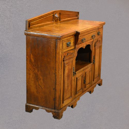 fig 1. Antique Breakfront Sideboard, Victorian English Oak Cabinet, Buffet Cupboard