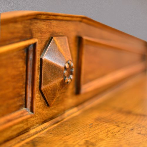 fig 2. Antique Breakfront Sideboard, Victorian English Oak Cabinet, Buffet Cupboard