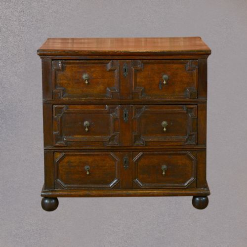 Antique Chest of Drawers, William & Mary, English, Oak Panelled C1690