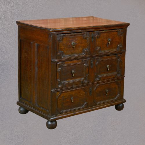 fig 1. Antique Chest of Drawers, William & Mary, English, Oak Panelled c1690