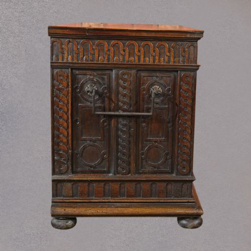 fig 3. Antique French Coffer Carved Walnut Plank Chest 19th Century Trunk C1800