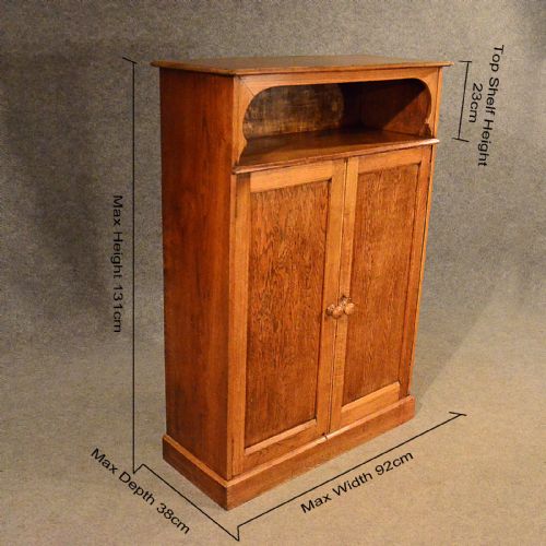 fig 1. Antique Oak School Master's Cupboard Bookcase Display Cabinet Victorian c1900