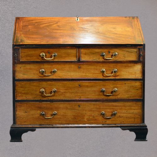 fig 1. Antique George III Bureau Mahogany English Writing Desk c1780