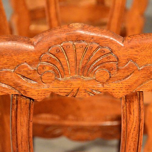 fig 2. Antique French Oak Chairs x 4 Kitchen Dining Vintage Quality Rush Seat c1930