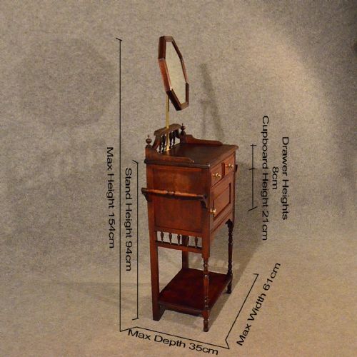 fig 1. Antique Narrow Wash Stand Tall Cabinet Vanity Cupboard Edwardian Mahogany c1910