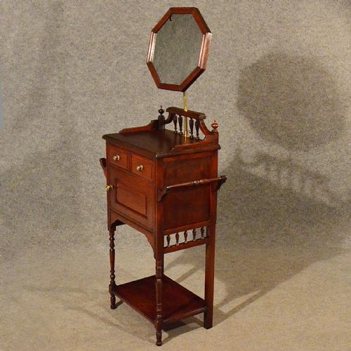 fig 2. Antique Narrow Wash Stand Tall Cabinet Vanity Cupboard Edwardian Mahogany c1910