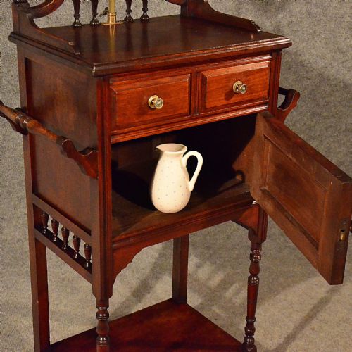 fig 3. Antique Narrow Wash Stand Tall Cabinet Vanity Cupboard Edwardian Mahogany c1910