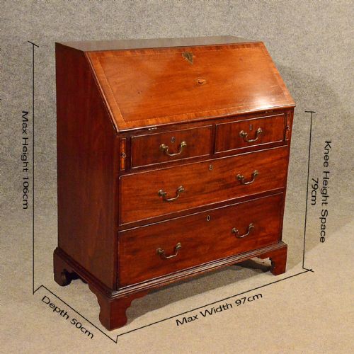 fig 1. Antique Mahogany Bureau Writing Study Desk Fine Quality English Georgian c1800