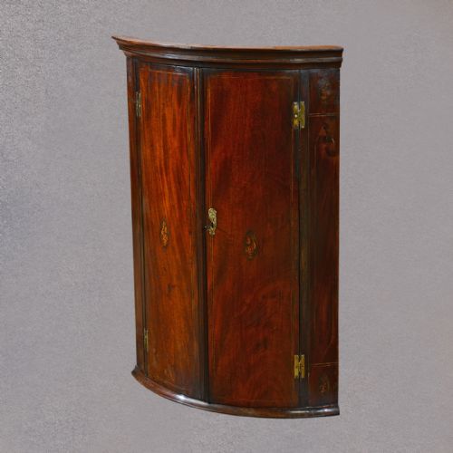 fig 2. Antique Hanging Corner Cabinet, Georgian Bow Fronted Cupboard, English c1780
