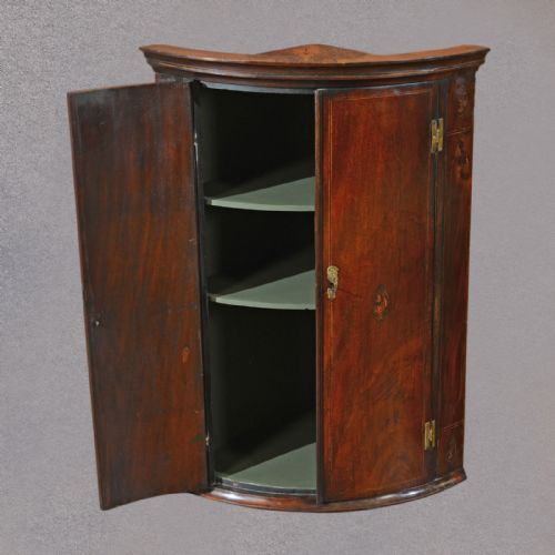 fig 3. Antique Hanging Corner Cabinet, Georgian Bow Fronted Cupboard, English c1780