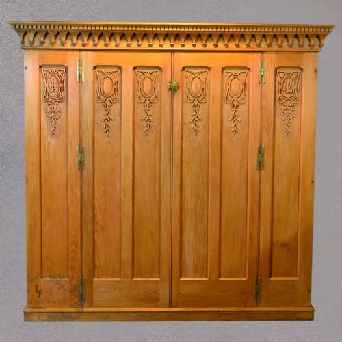 Antique Housekeepers Cupboard, Larder Cabinet Bookcase Linen Press Wardrobe 1860
