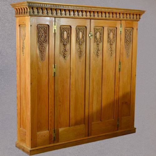 fig 1. Antique Housekeepers Cupboard, Larder Cabinet Bookcase Linen Press Wardrobe 1860