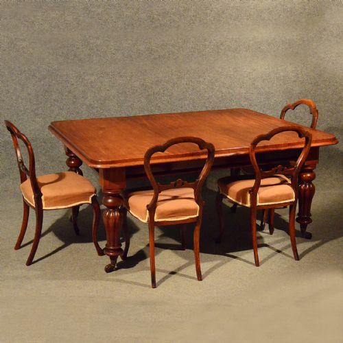 Antique Kitchen Dining Table Large English Victorian Mahogany 6 Seater C1870