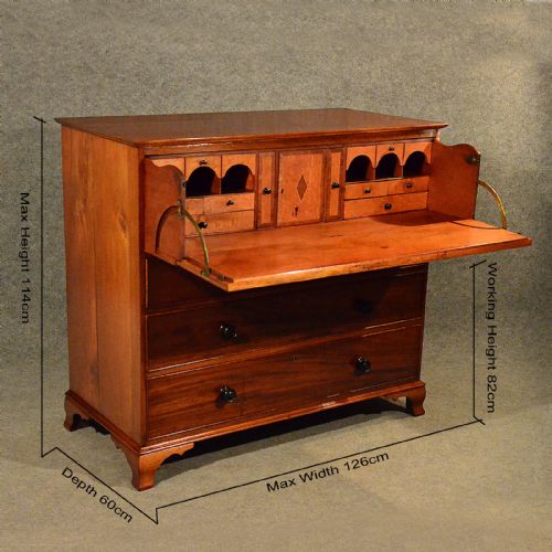 fig 2. Antique Mahogany Bureau Chest of Drawers Secretaire Desk English Victorian c1850