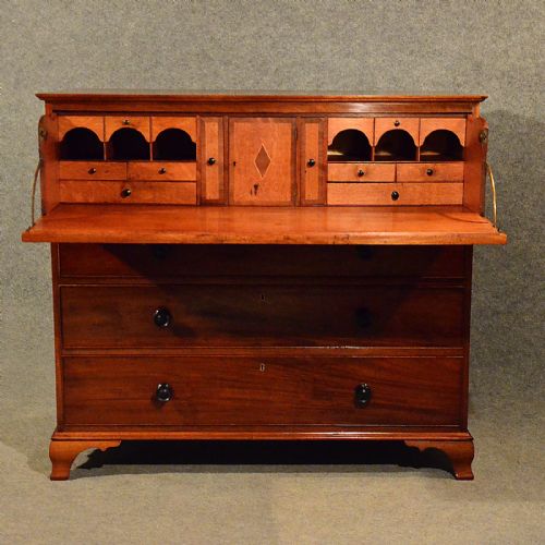 fig 3. Antique Mahogany Bureau Chest of Drawers Secretaire Desk English Victorian c1850