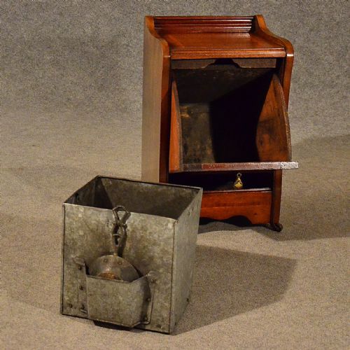 fig 3. Antique Log Bin Coal Purdonium Fire Side Hearth Store Edwardian Mahogany c1910