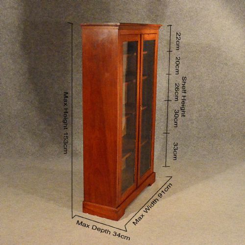 fig 1. Antique Bookcase Display Case Glazed Library Oak Cabinet Edwardian c1910
