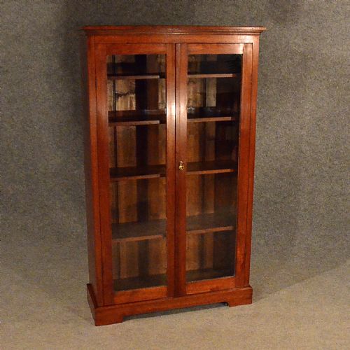 fig 3. Antique Bookcase Display Case Glazed Library Oak Cabinet Edwardian c1910