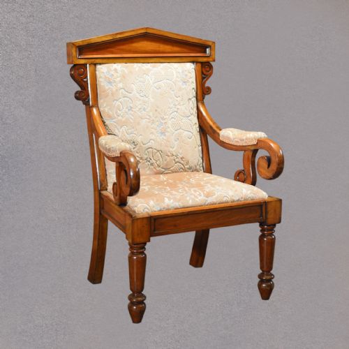 fig 1. Antique Library Chair, Victorian Walnut, English, Study Armchair c1860