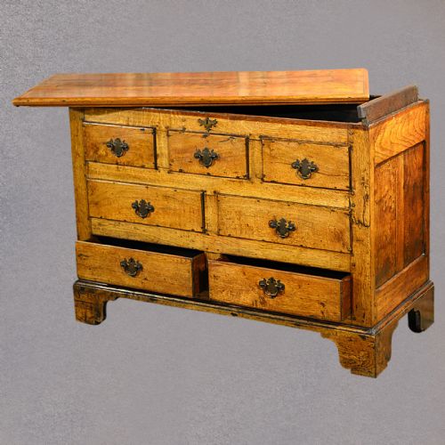 fig 3. Antique Mule Chest English Oak Coffer Georgian Storage Trunk c1750