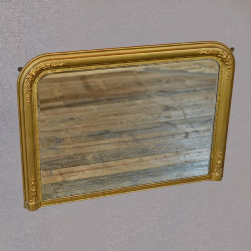Antique Regency Gilt Gesso Overmantle Mirror Fitted Bevelled Glass Plate C1830