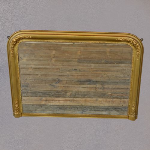 fig 1. Antique Regency Gilt Gesso Overmantle Mirror Fitted Bevelled Glass Plate c1830