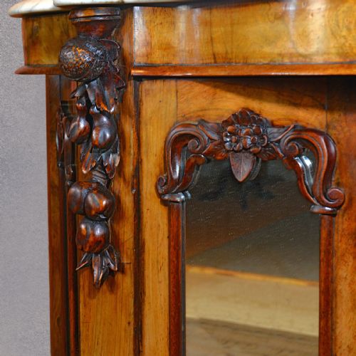 fig 4. Antique Serpentine Sideboard Walnut Buffet Credenza Server Cabinet c1860