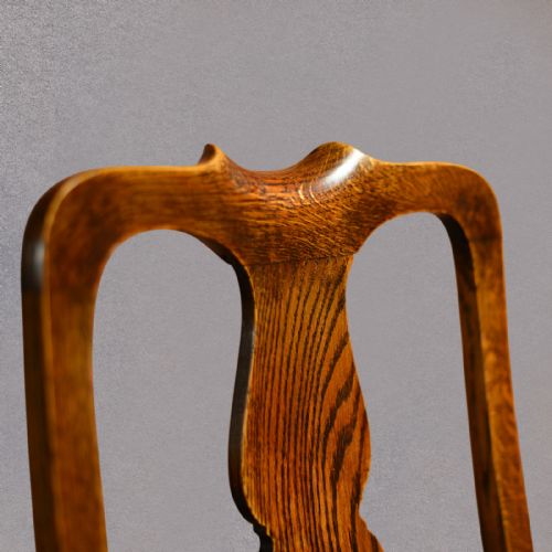 fig 5. Antique Set of Six Dining Chairs, Victorian 'Queen Anne' Style English Oak c1890