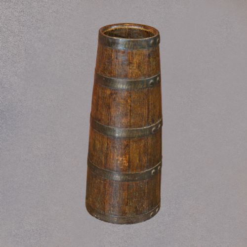 fig 1. Antique Stick Stand Coopered Umbrella Pot Victorian English Oak & Iron c1850