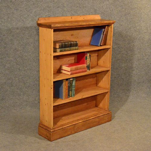 Antique Pine Open Cabinet Bookcase Shelves Original English Victorian C1900