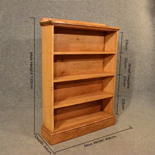 fig 1. Antique Pine Open Cabinet Bookcase Shelves Original English Victorian c1900