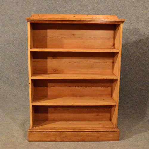 fig 2. Antique Pine Open Cabinet Bookcase Shelves Original English Victorian c1900