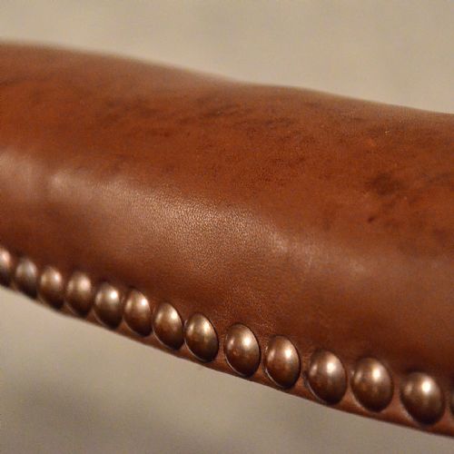 fig 3. Antique Leather Study Chair Mahogany Frame Gainsborough Armchair Victorian c1900
