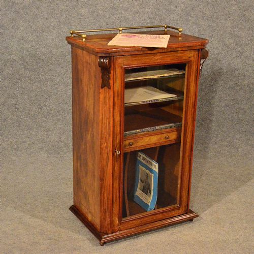 Antique Sheet Music Display Cabinet Small Cupboard Quality Burr Walnut C1870