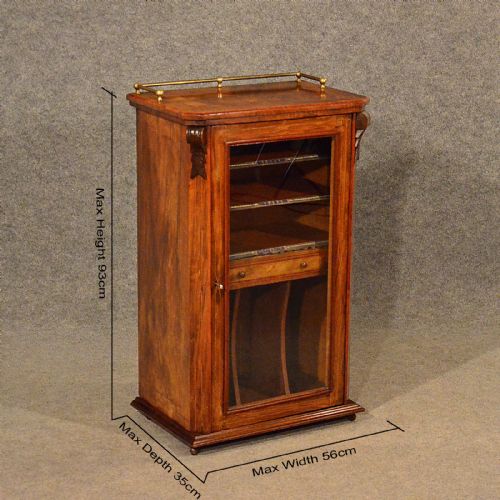 fig 1. Antique Sheet Music Display Cabinet Small Cupboard Quality Burr Walnut c1870