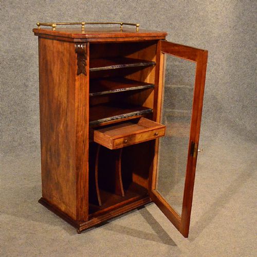 fig 2. Antique Sheet Music Display Cabinet Small Cupboard Quality Burr Walnut c1870