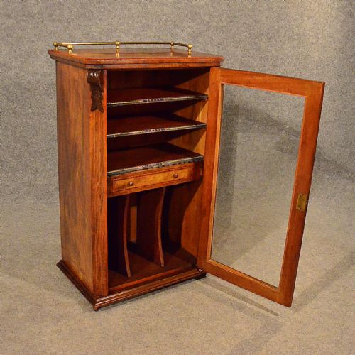 fig 4. Antique Sheet Music Display Cabinet Small Cupboard Quality Burr Walnut c1870