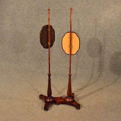 fig 3. Antique Pair of Pole Screens in Rosewood English Regency Needlepoint Stand c1820