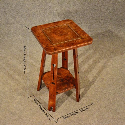 fig 1. Antique Tall Side Table Lamp Stand Liberty Quality Oak Arts & Crafts c1900