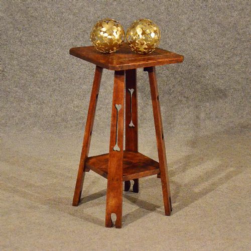 Antique Tall Side Table Lamp Stand Liberty Quality Oak Arts & Crafts C1900