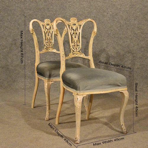 fig 1. Antique Pair French Chairs Painted Vintage Quality Kitchen Dining Bedroom c1900
