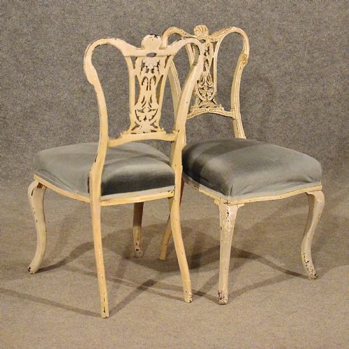 fig 2. Antique Pair French Chairs Painted Vintage Quality Kitchen Dining Bedroom c1900