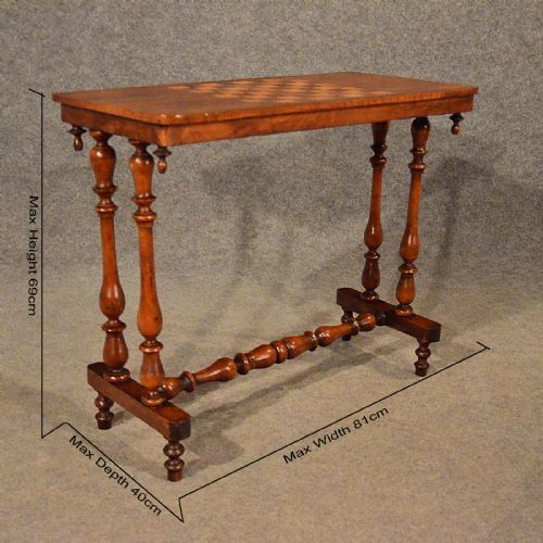 fig 1. Antique Chess Checkers Game Side Lamp Sofa Table Quality English Victorian c1900