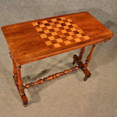 fig 2. Antique Chess Checkers Game Side Lamp Sofa Table Quality English Victorian c1900