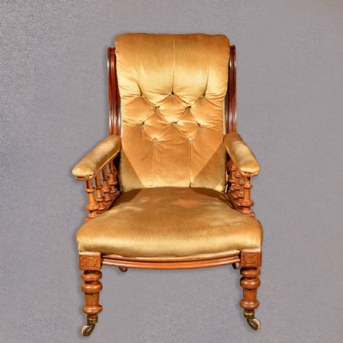 Antique Armchair, Upholstered Arm Chair, Victorian Walnut, English, C.1880