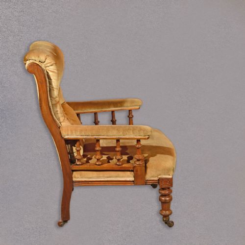 fig 2. Antique Armchair, Upholstered Arm Chair, Victorian Walnut, English, c.1880