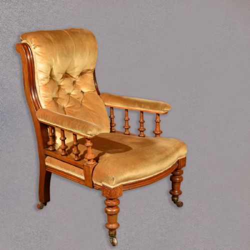 fig 3. Antique Armchair, Upholstered Arm Chair, Victorian Walnut, English, c.1880