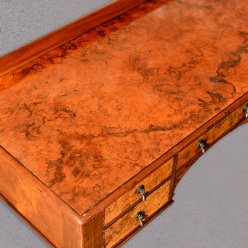 fig 2. Antique Art Deco Walnut Writing Desk, English Side, Dressing, Hall Table, c1930