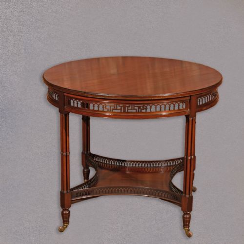 Antique Centre Table, Edwardian Mahogany English Side Hall Display C1910