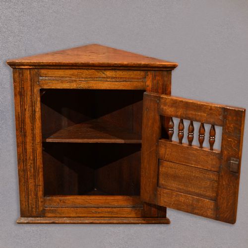 fig 3. Antique Corner Cabinet, Small Edwardian Cupboard, Jacobean Revival English Oak c1910